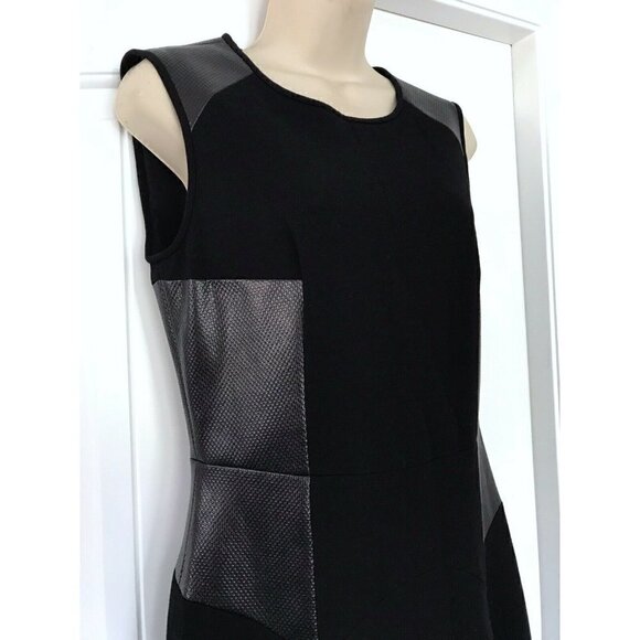 Tibi Fit Flare Little Black Dress Faux Leather NWT - Picture 2 of 8